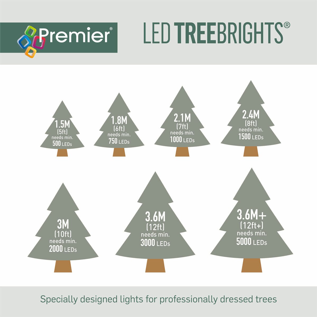 Premier 1500 LED TreeBrights String Lights With Timer - Multi colour LEDs