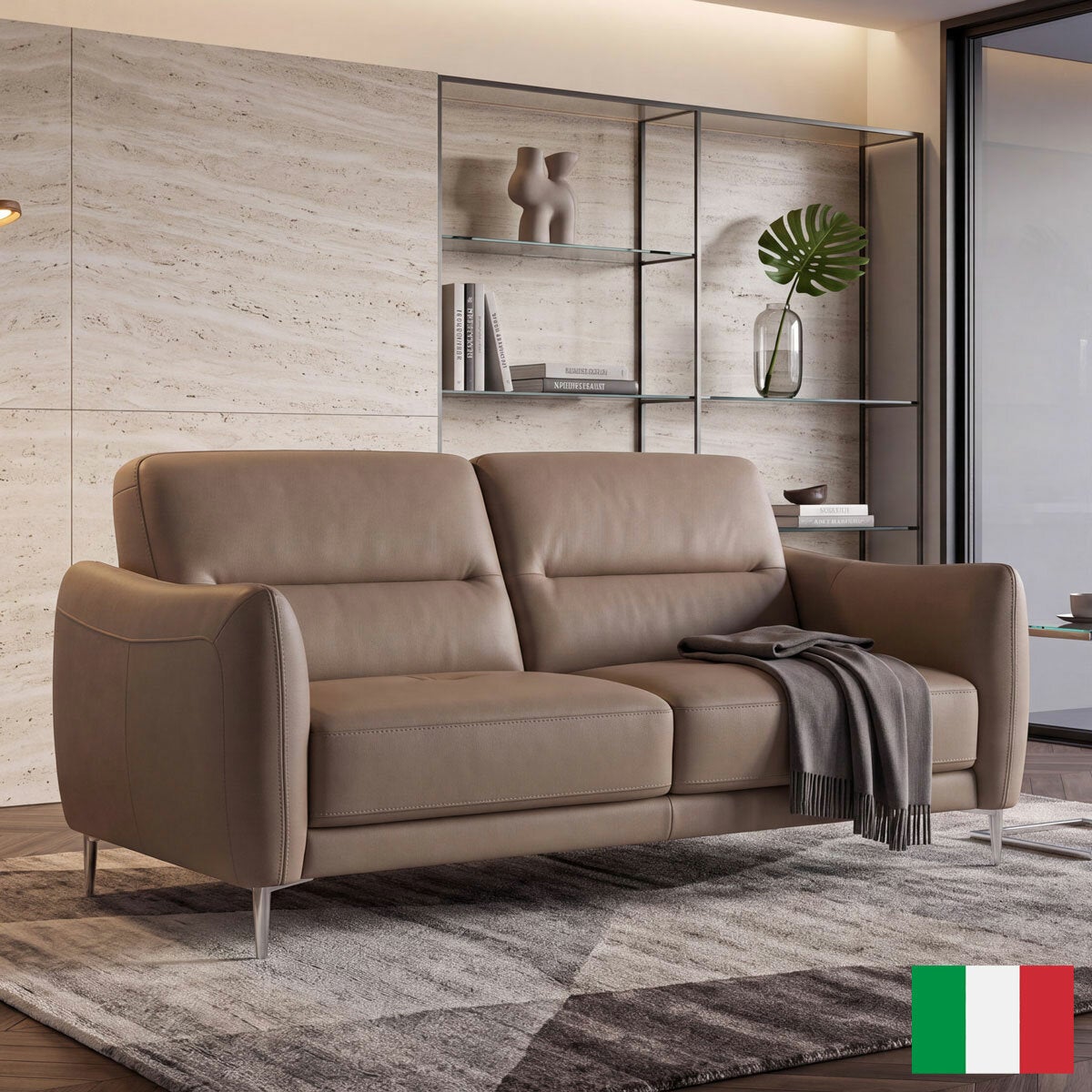 Nicoletti Jupiter Taupe Leather 2 Seater Sofa Nicoletti Jupiter Taupe Leather 2 Seater Sofa