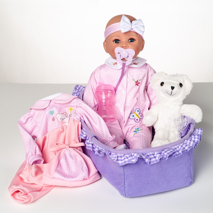 18 Inch (45.7 cm) Baby Emma Doll With 5 Accessories and Plush Toy