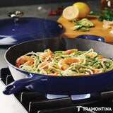 Tramontina Enamel Cast Iron Saute Pan with Lid, 30cm / 3.25L in Blue Tramontina Enamel Cast Iron Saute Pan with Lid, 30cm / 3.25L in Blue