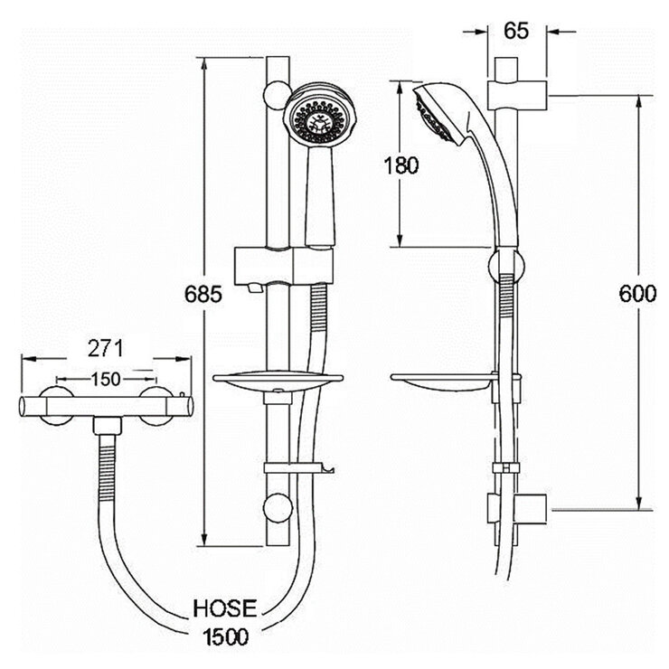 Methven Deva Garton Cool Touch Thermostatic Bar Shower - Model GTBS01