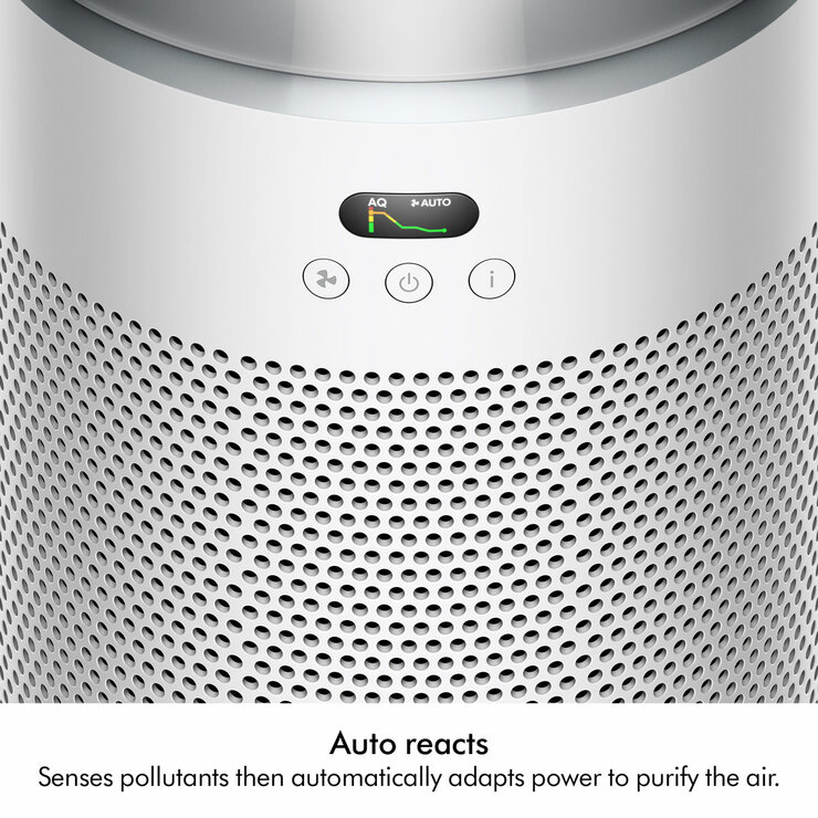 Lifestyle image of  Dyson Hushjet sensing pollutatns and auto adapts power to purify air