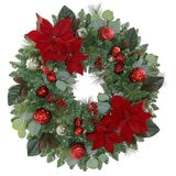 30 inch (76cm) Pre-Lit Decorated Wreath with 50 LED Lights
