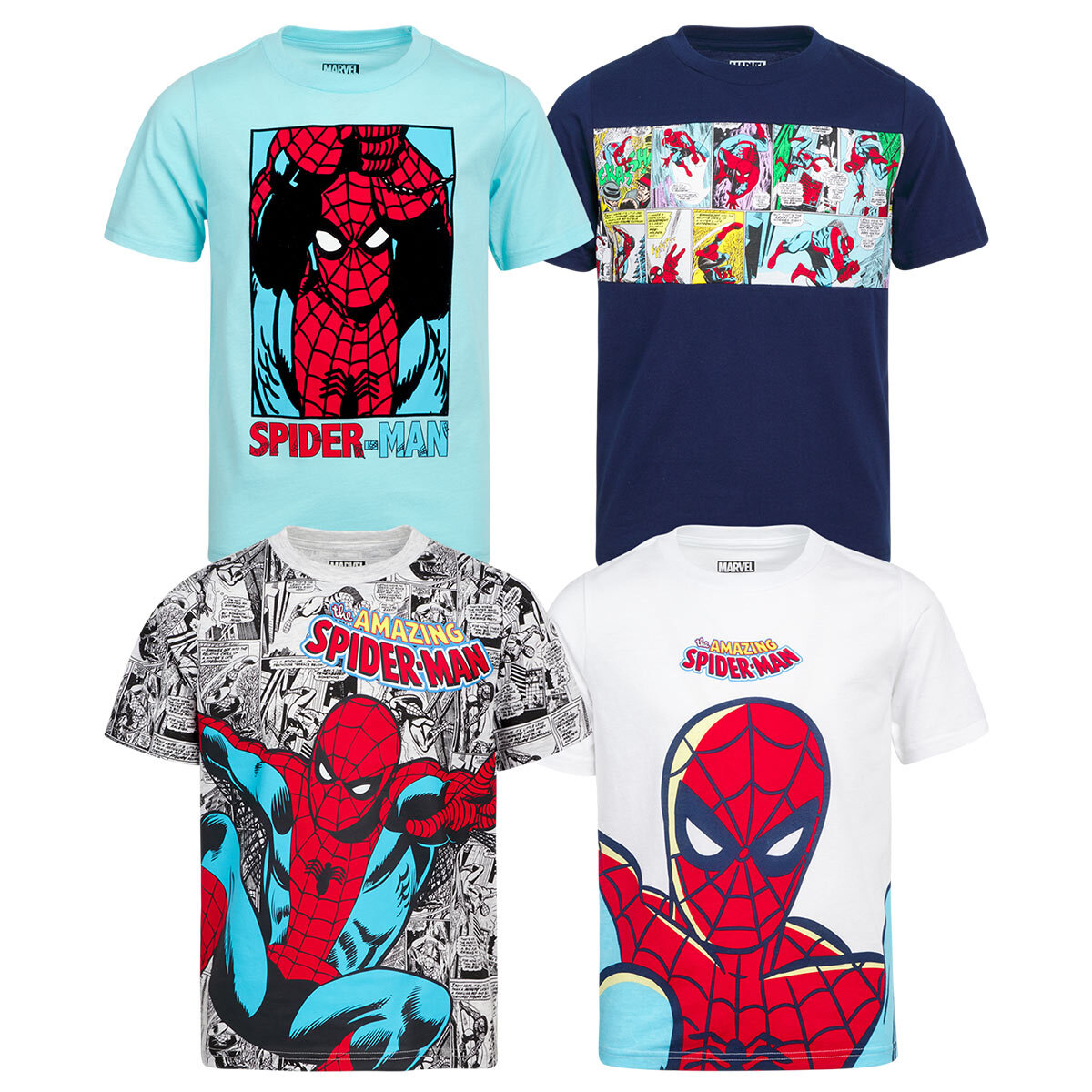 Character Kids 4 Pack T-Shirts, Spiderman Design | Costco UK