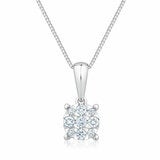 0.15ctw Round Brilliant Cut Diamond Cluster Pendant, 14ct White Gold 0.15ctw Round Brilliant Cut Diamond Cluster Pendant, 14ct White Gold