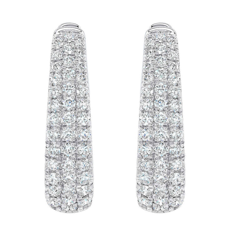 1.75ctw Diamond Hoop Earrings, 14K White Gold
