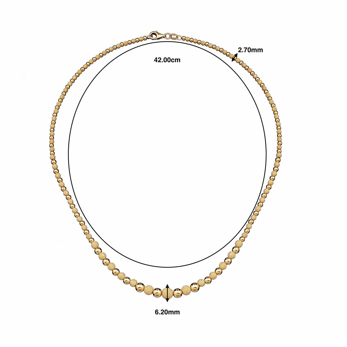18ct Yellow Gold Shiny Bead Necklace 18ct Yellow Gold Shiny Bead Necklace
