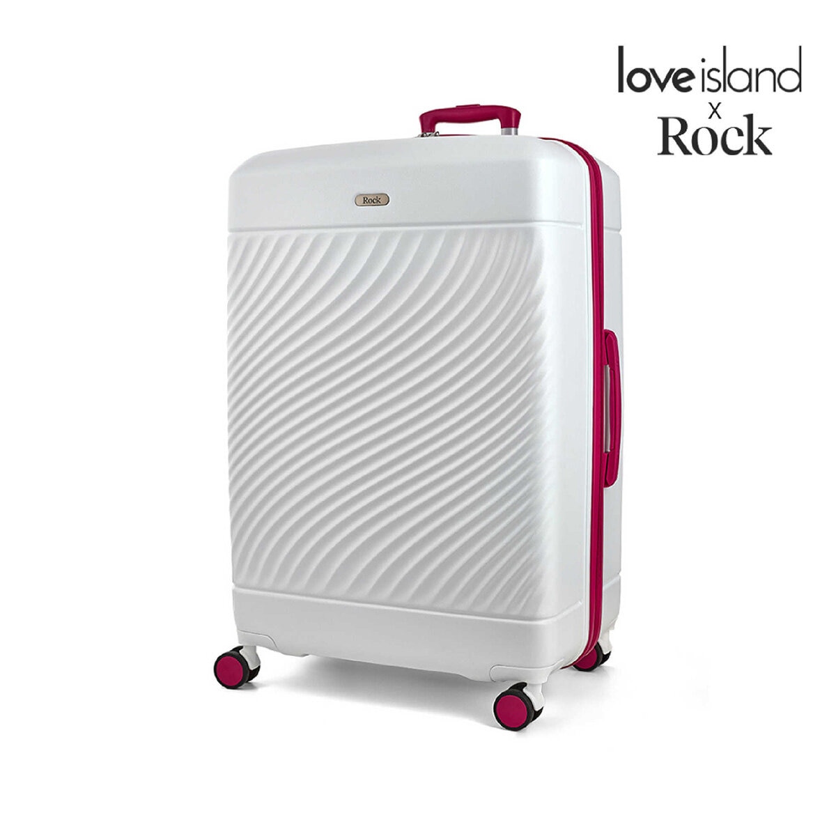 ROCK Love Island Large Suitcase White/Pink