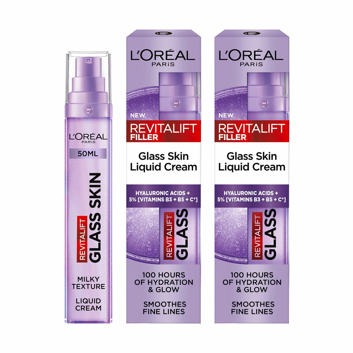 Image of L'Oreal Revitalift Glass Skin Liquid Cream 2 x 50ml