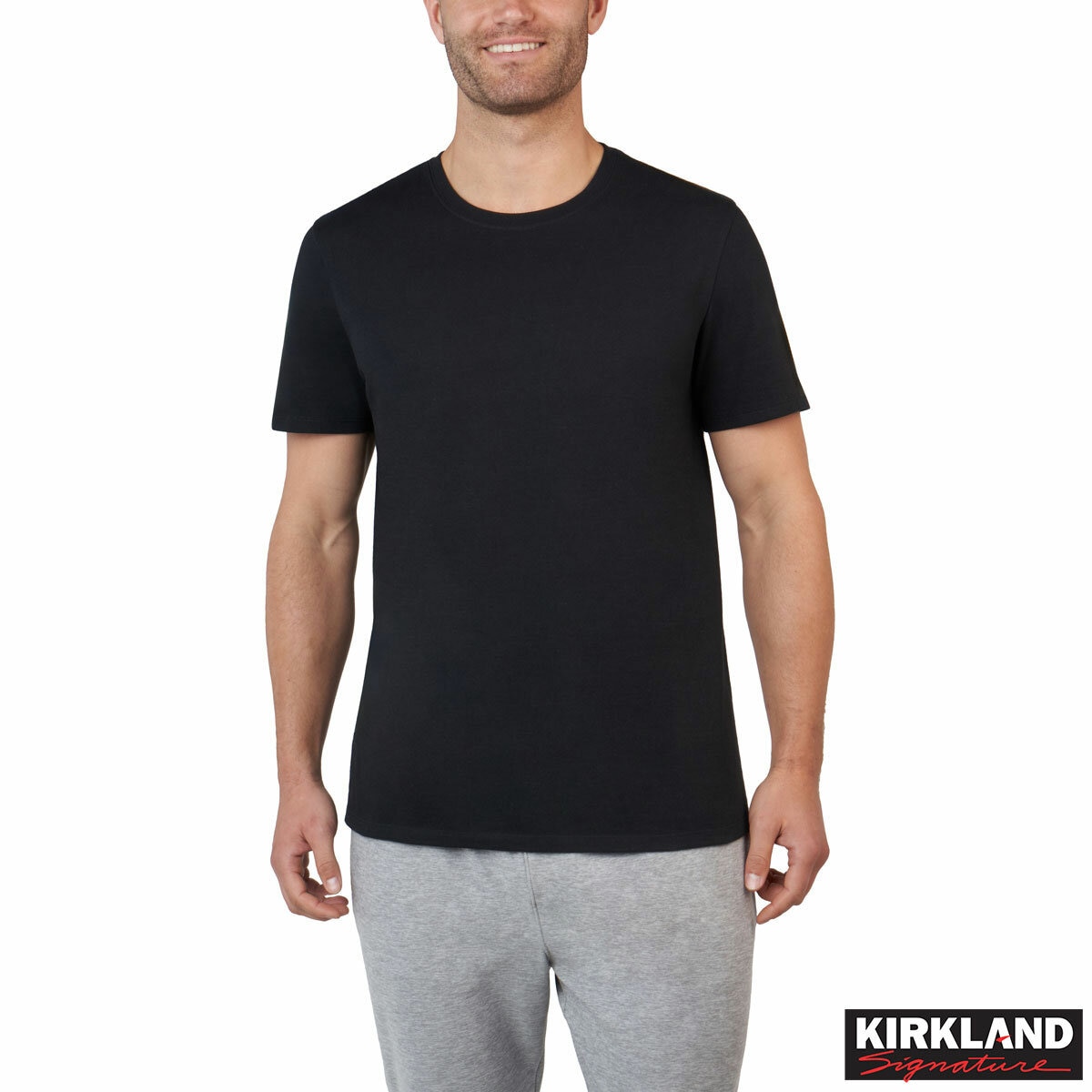 Kirkland Signature Men's Cotton Crewneck T-Shirt, 6 Pack in Black
