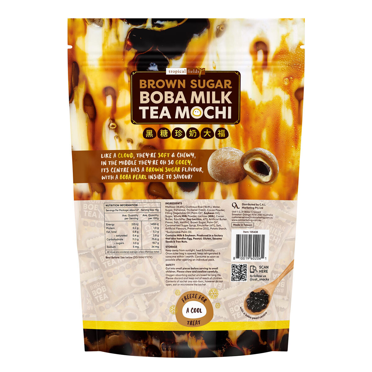 Tropical Fields Boba Milk Tea Mochi, 900g Costco UK