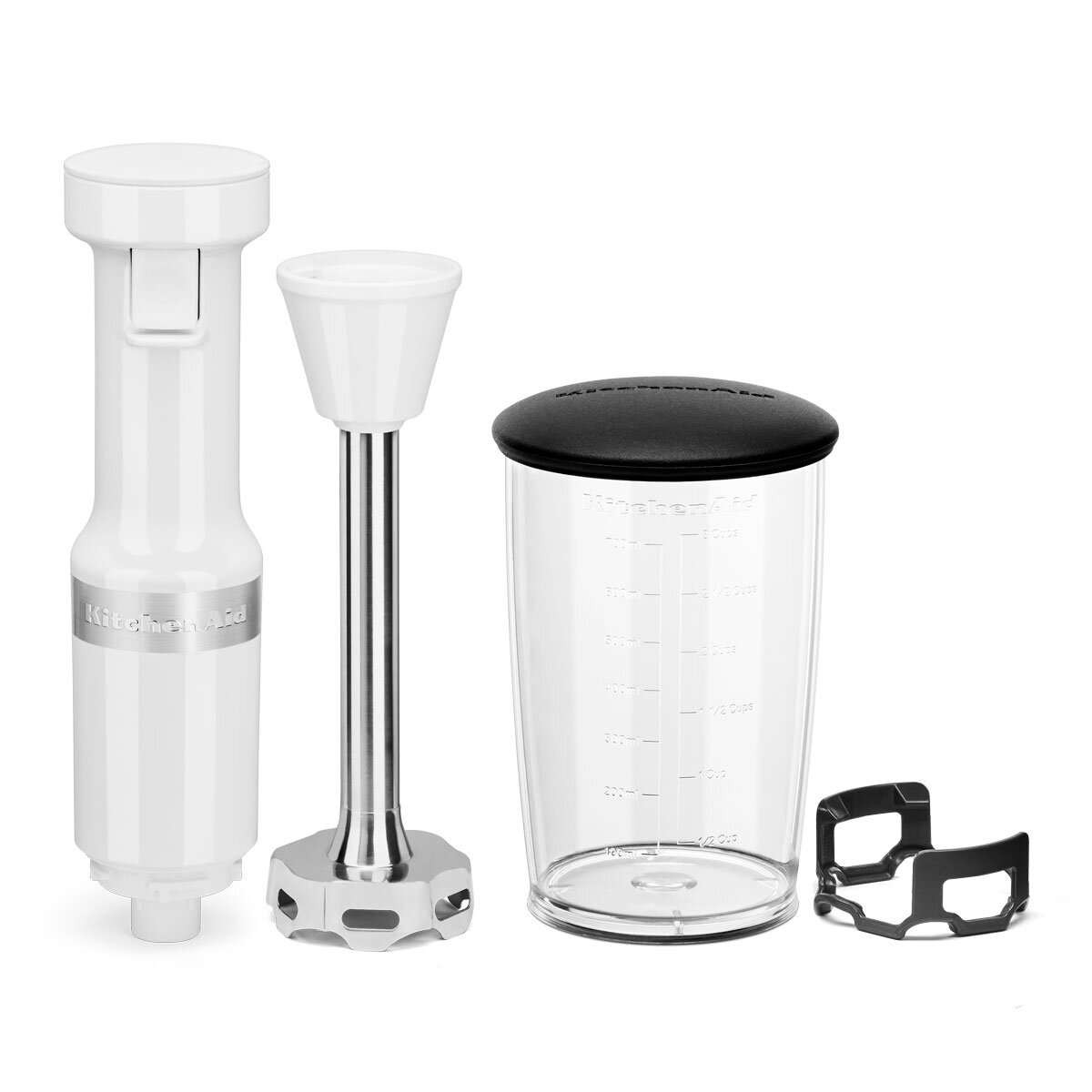 Front Profile of KitchenAid Corded Blender White with all accesories