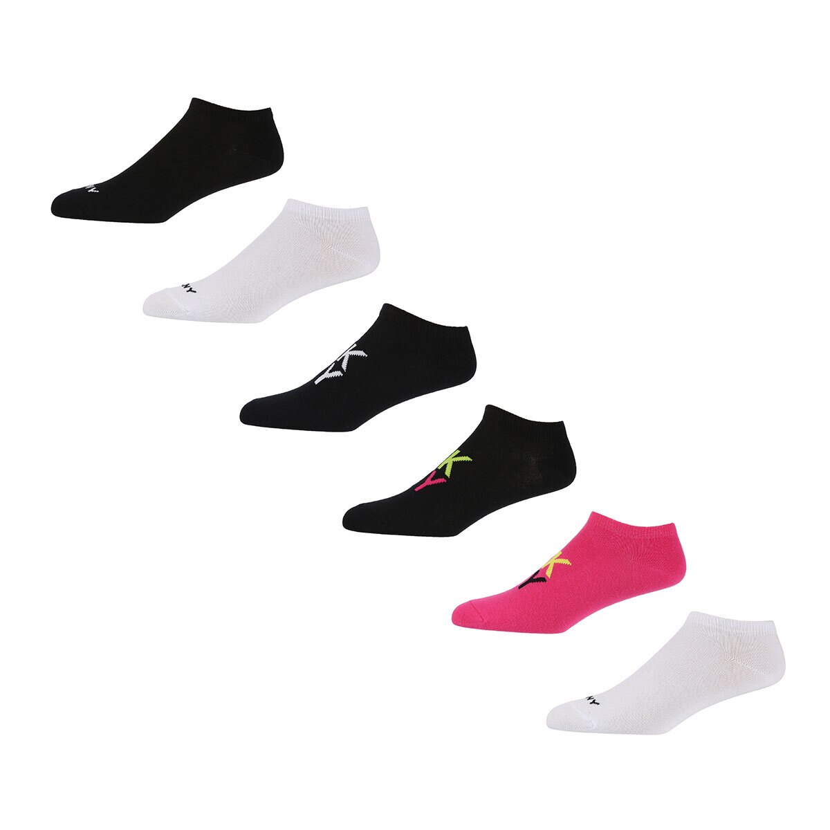 DKNY Women s Trainer Liner Socks 6 Pack in Pink White