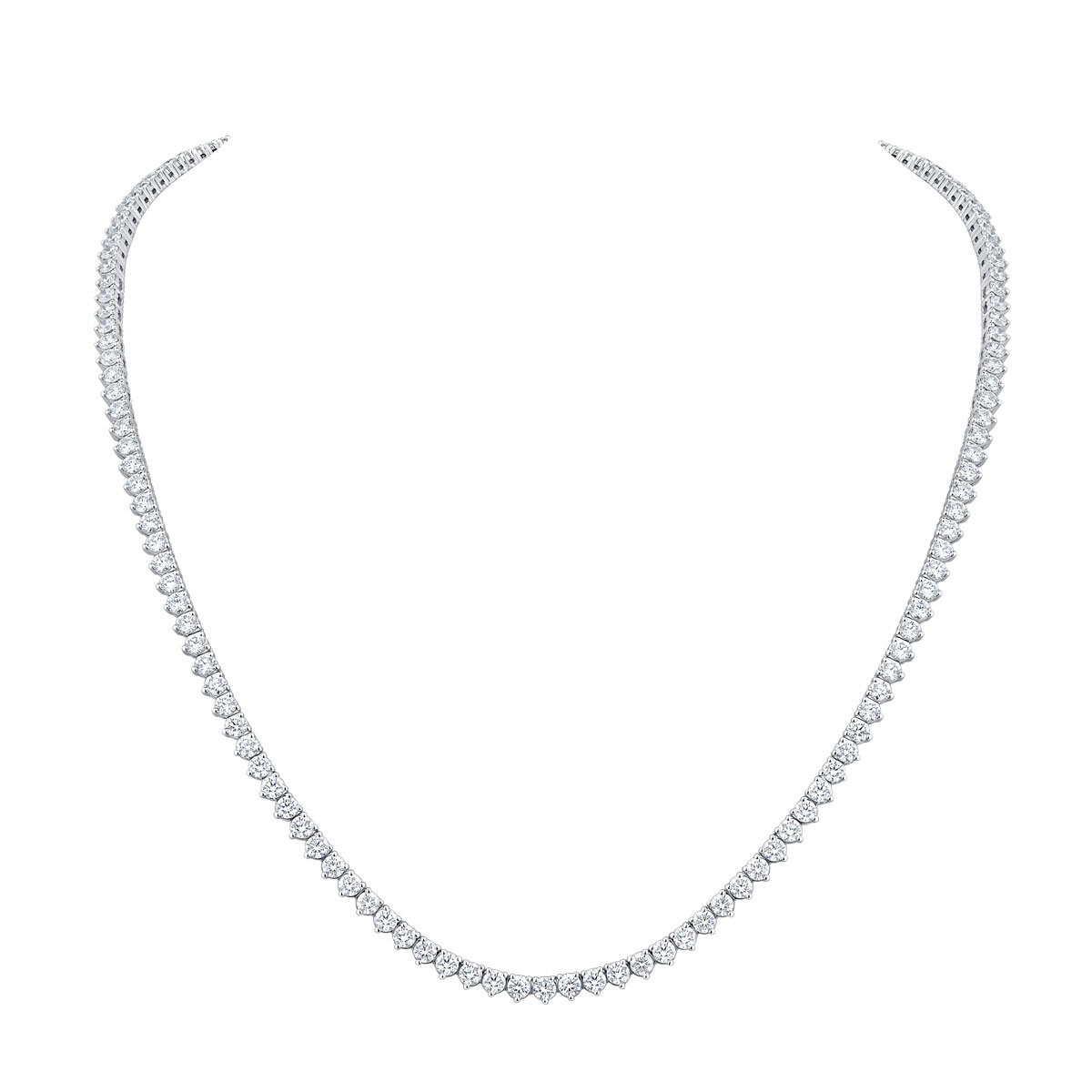 12.00ctw Round Brilliant Cut Diamond Tennis Necklace, 14ct White Gold