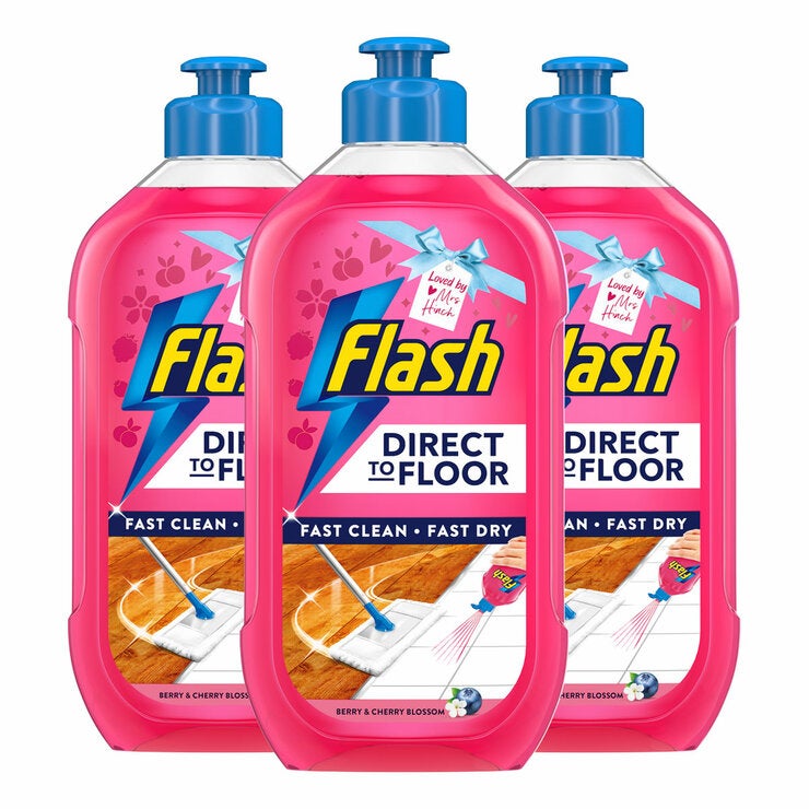 Flash Direct to Floor Cleaner All Purpose Lemon, 3 x 800ml Flash Direct to Floor Cleaner All Purpose Lemon, 3 x 800ml