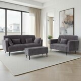 MOONAP Monroe Dark Grey Fabric Footstool