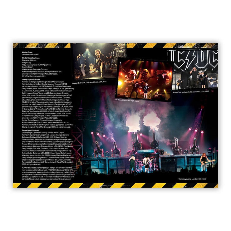 AD/DC Stamps & Medal Cover Live Wires from Royal Mail