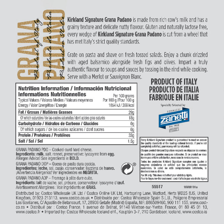 Kirkland Signature 18 Months Aged Grana Padano, 700g