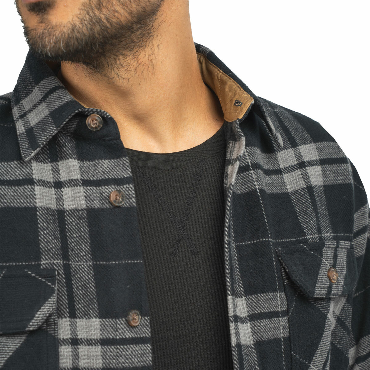 Jachs Mens Flannel Shirt & Thermal 2 Pack in Black Jachs Mens Flannel Shirt & Thermal 2 Pack in Black