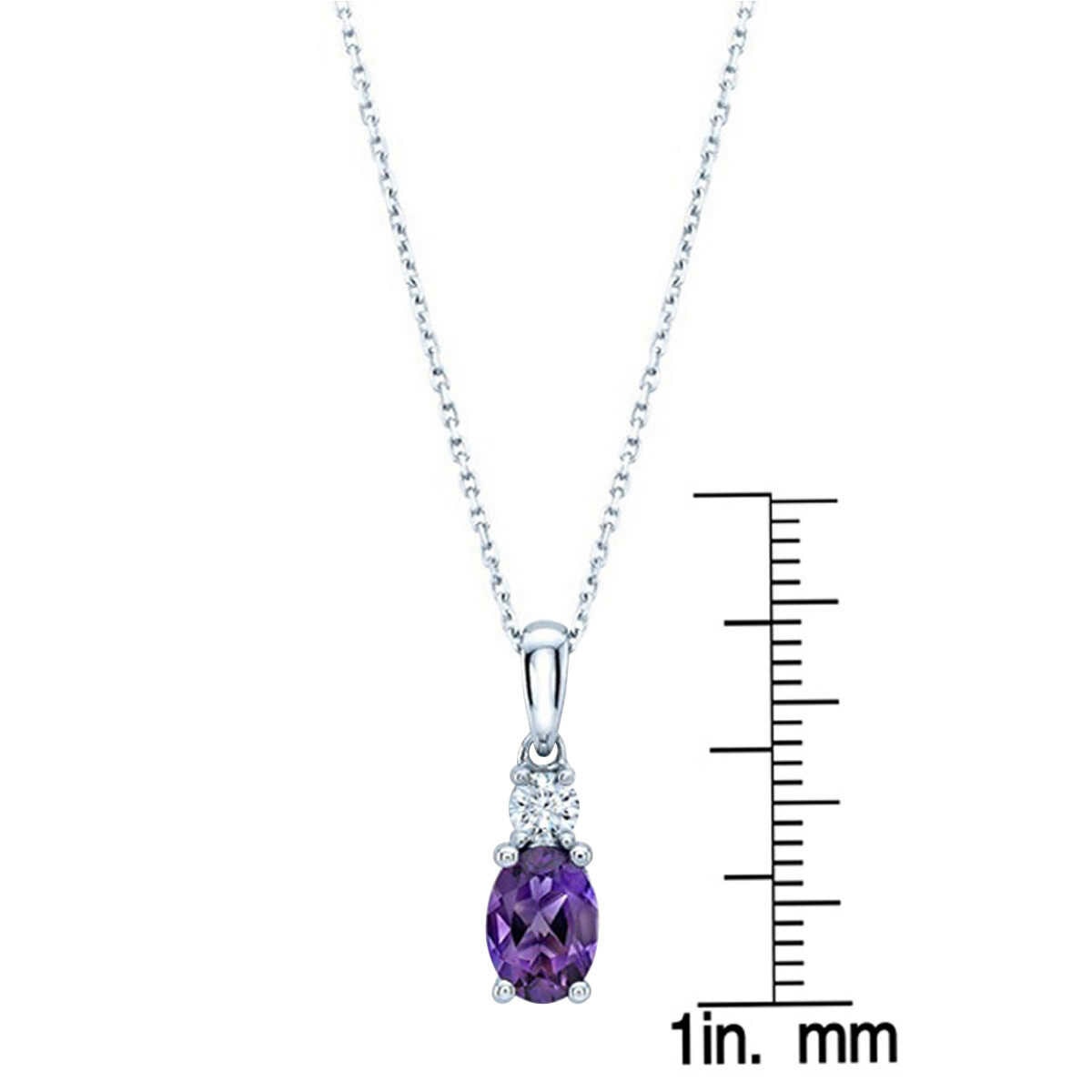Amethyst and Diamond 14kt White Gold Pendant