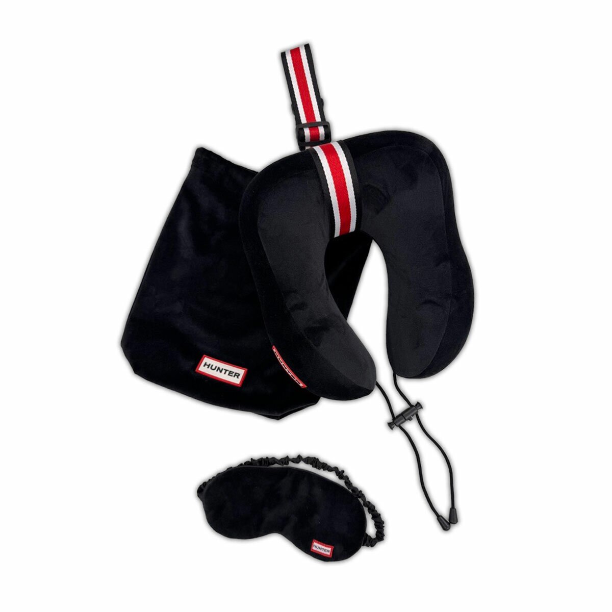 Hunter Travel Neck Pillow & Eye Mask Set, in Black