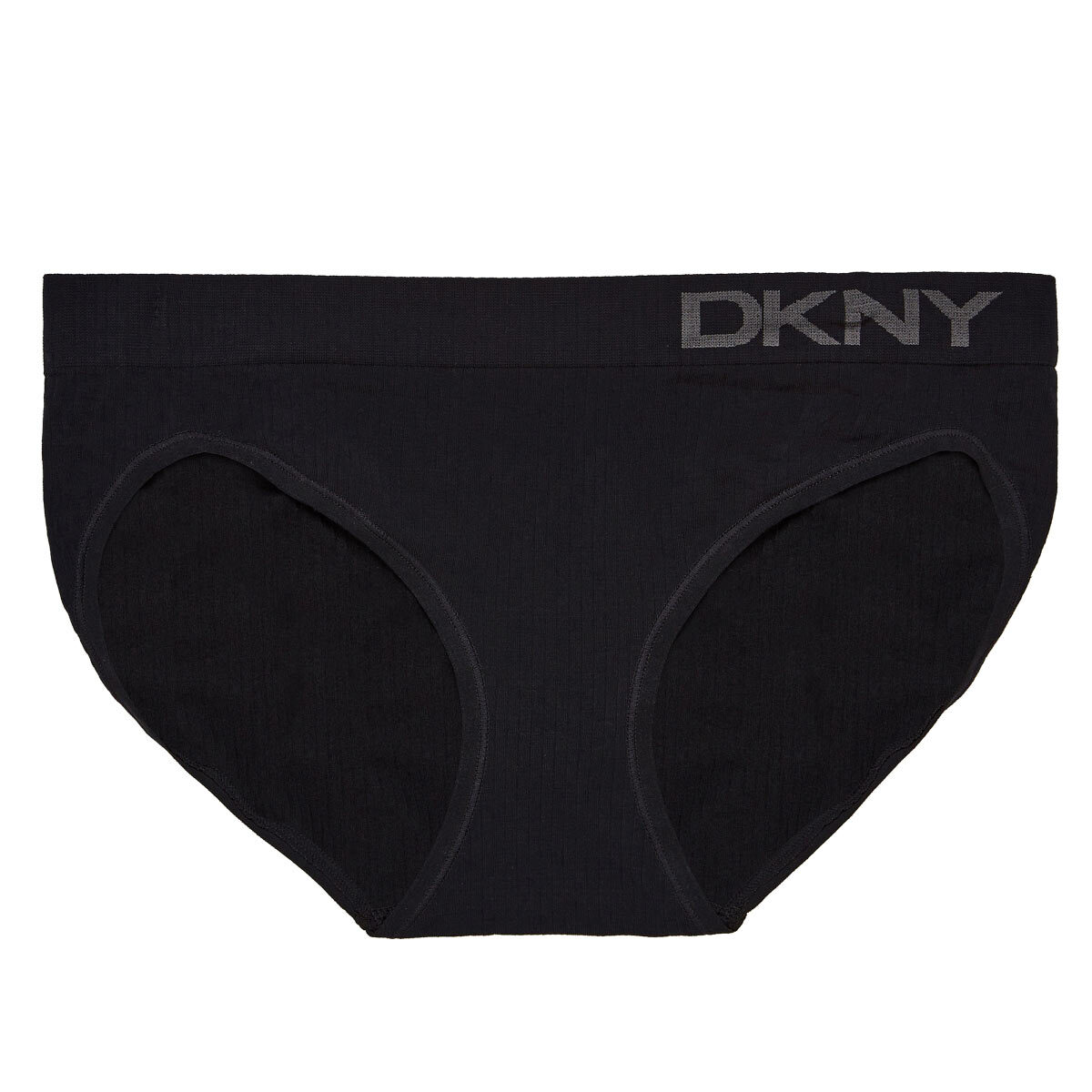 DKNY Women's Seamless Rib Knit 4 Pack Bikini Brief in Black/Grey