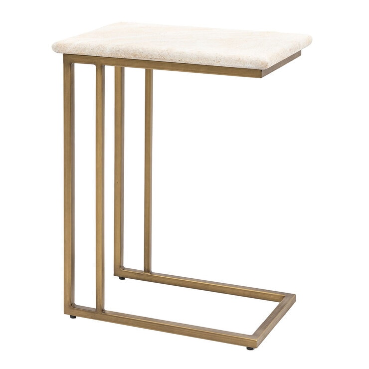 Gallery Moderna White Faux Travertine Sofa Table