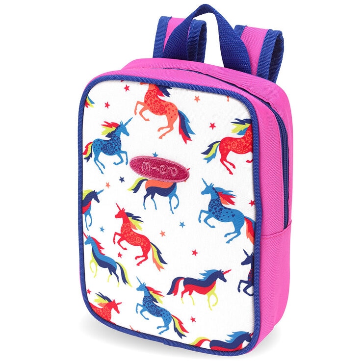 Micro Maxi Deluxe LED Purple Scooter with Pink Helmet and Unicorn Lunch Bag (5+ Years)