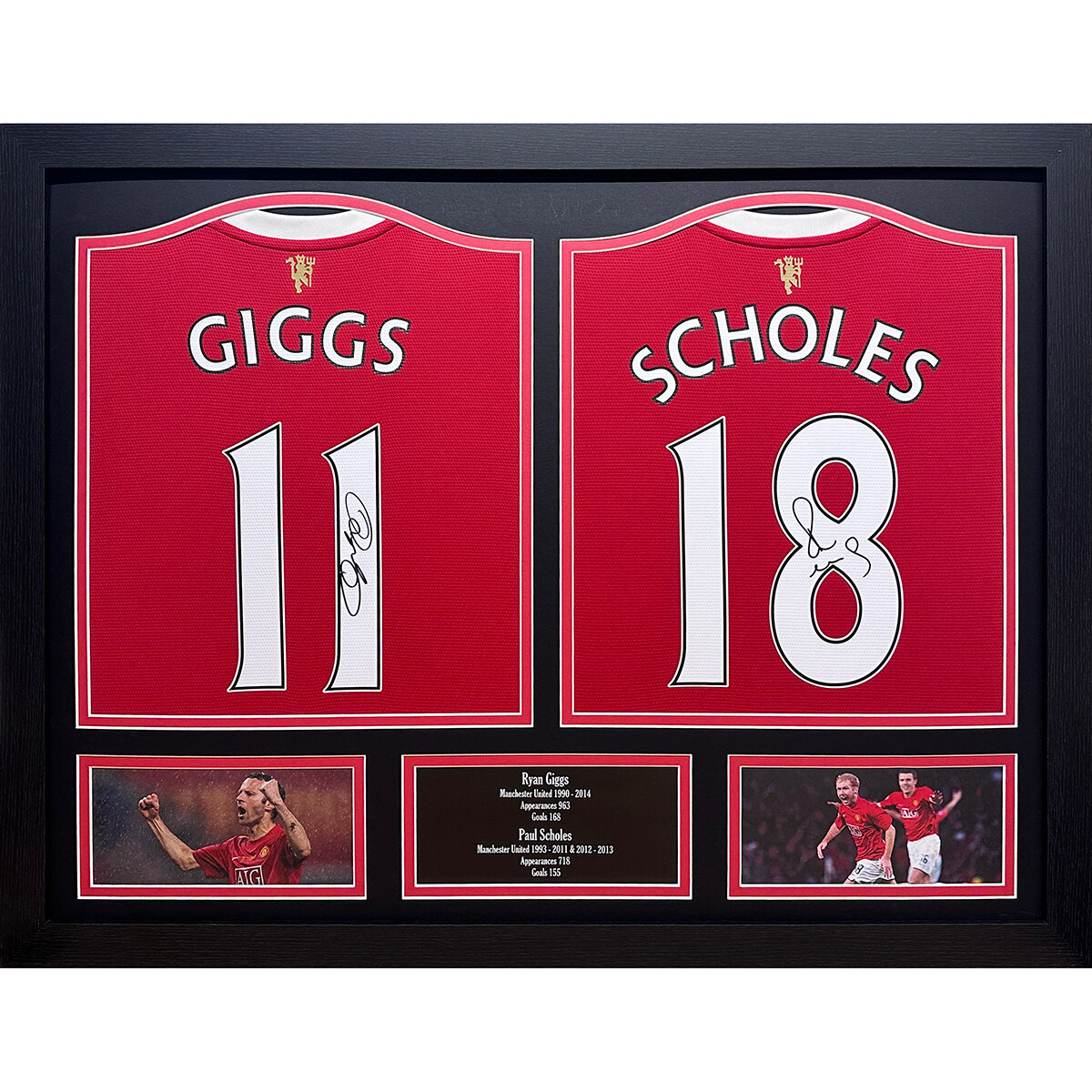 Ryan Giggs & Paul Scholes Signed Framed Manchester United Football Shirts