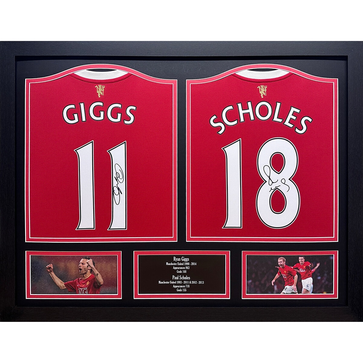 Ryan Giggs & Paul Scholes Signed Framed Manchester United Football Shirts