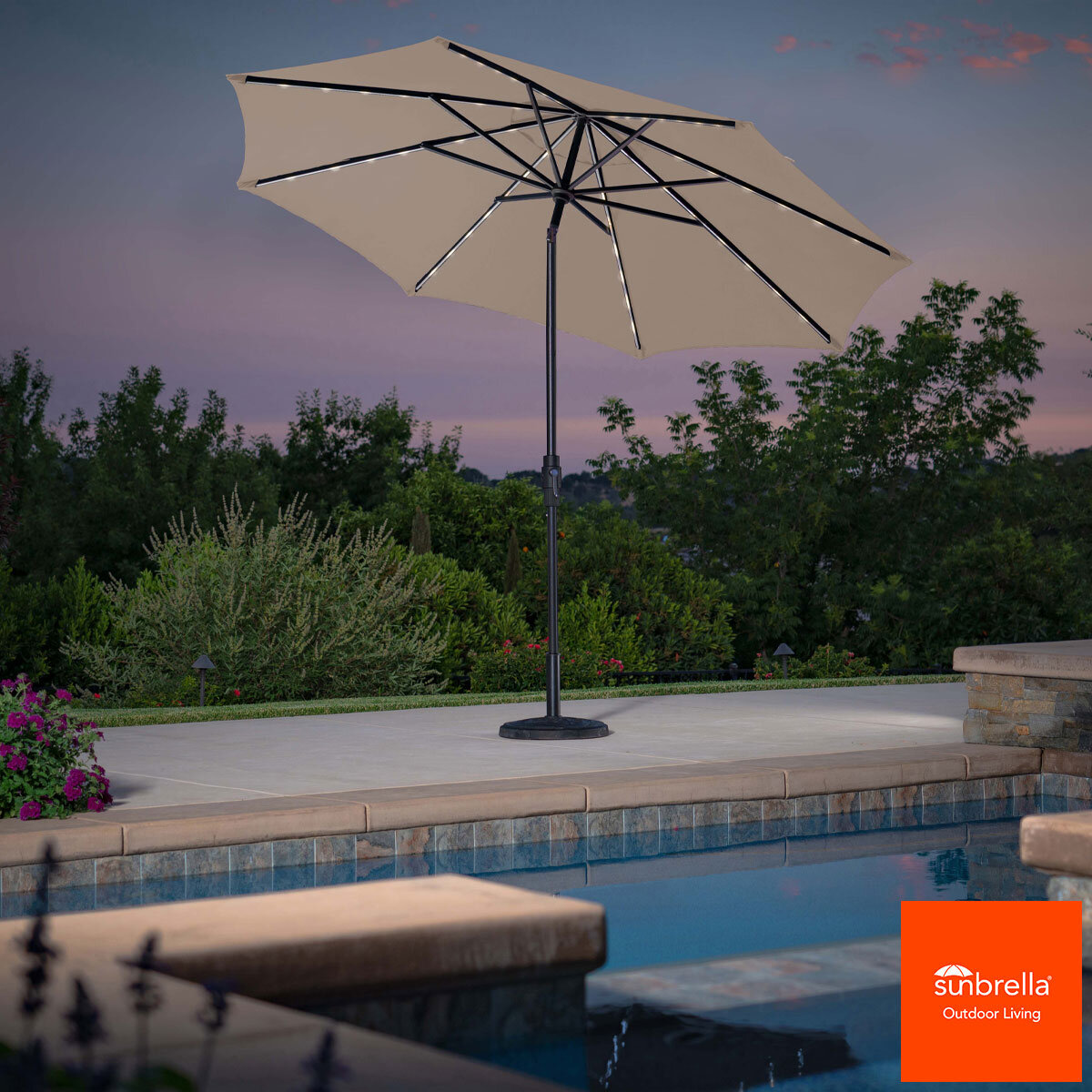 SunVilla 10ft LED Aluminium Umbrella with AutoTilt in Re...