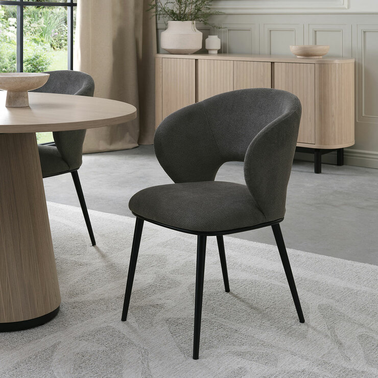 Bentley Designs Luca Grey Fabric Dining Chair, 2 Pack Bentley Designs Luca Grey Fabric Dining Chair, 2 Pack