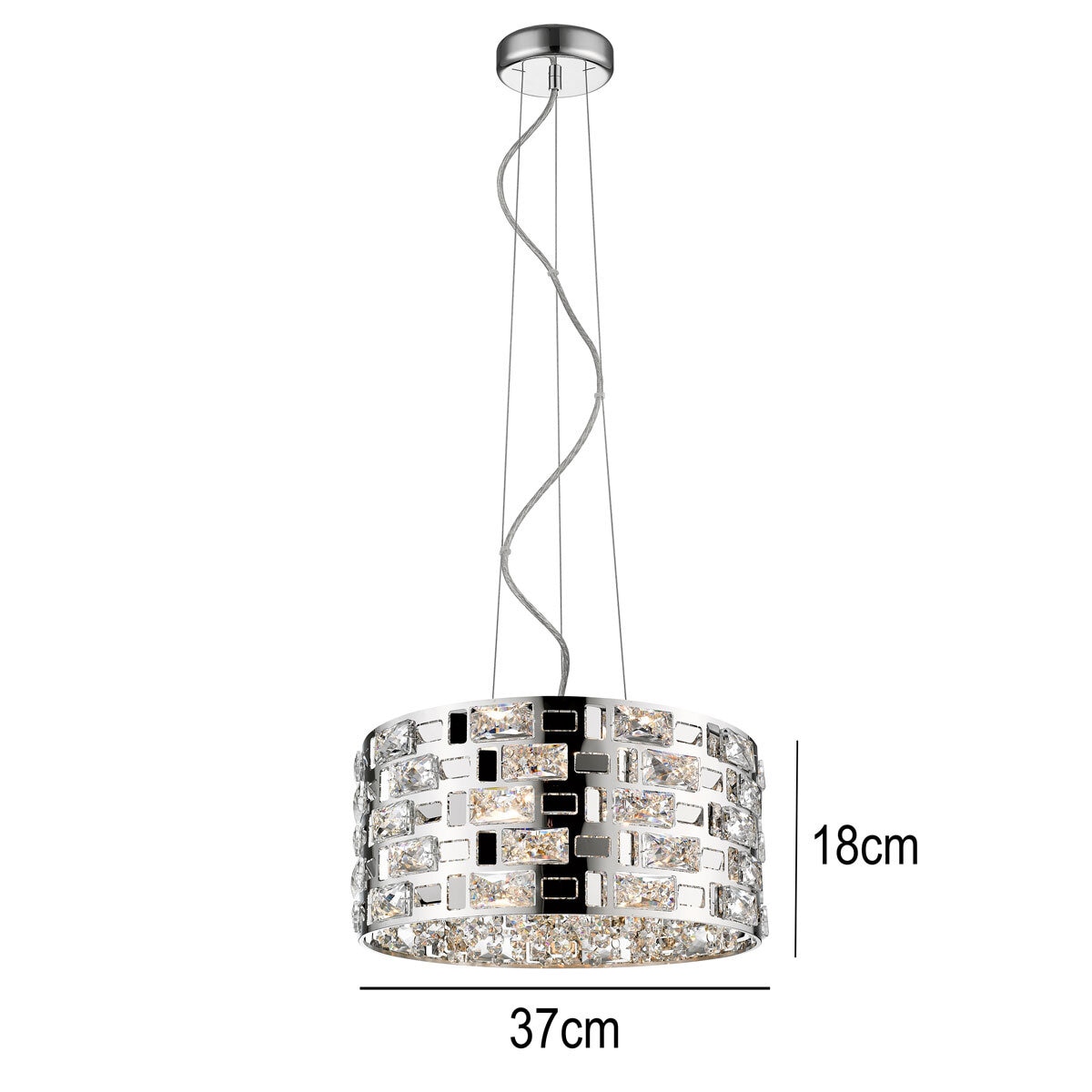 Dimensions of Miami 5 Light Pendant Chrome Crystal