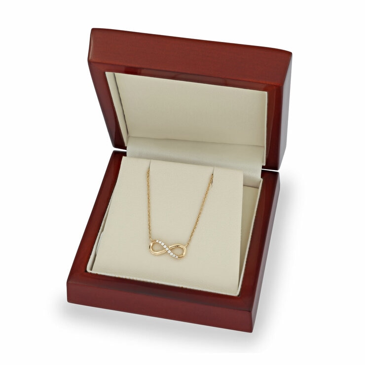 0.06ctw Round Brilliant Cut Diamond Infinity Necklace, 14ct Yellow Gold