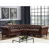 Lifestyle Image of Allington Leather Chesterfield Corner Sofa, Brown