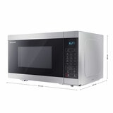 Side Profile of Sharp 28 Litre 900W Digital Microwave with 1100W Grill showing measurement