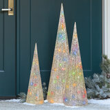 Buy Glitter String Cones Set of 3 LED Outdoor Lifestyle1 Image at Costco.co.uk