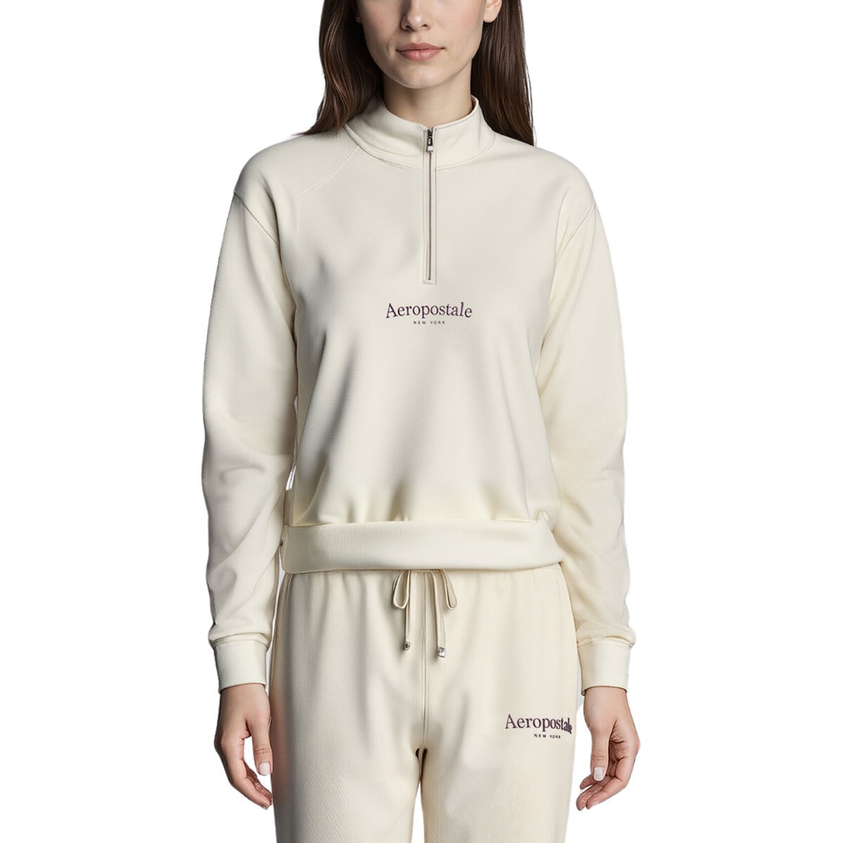 Aeropostale Ladies 1/4 Zip in Cream