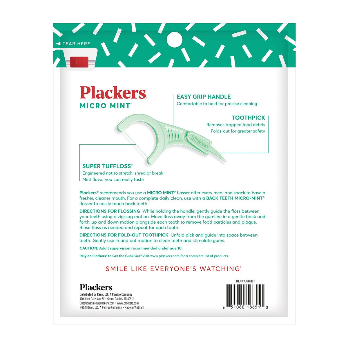 Plackers direction and ingredients