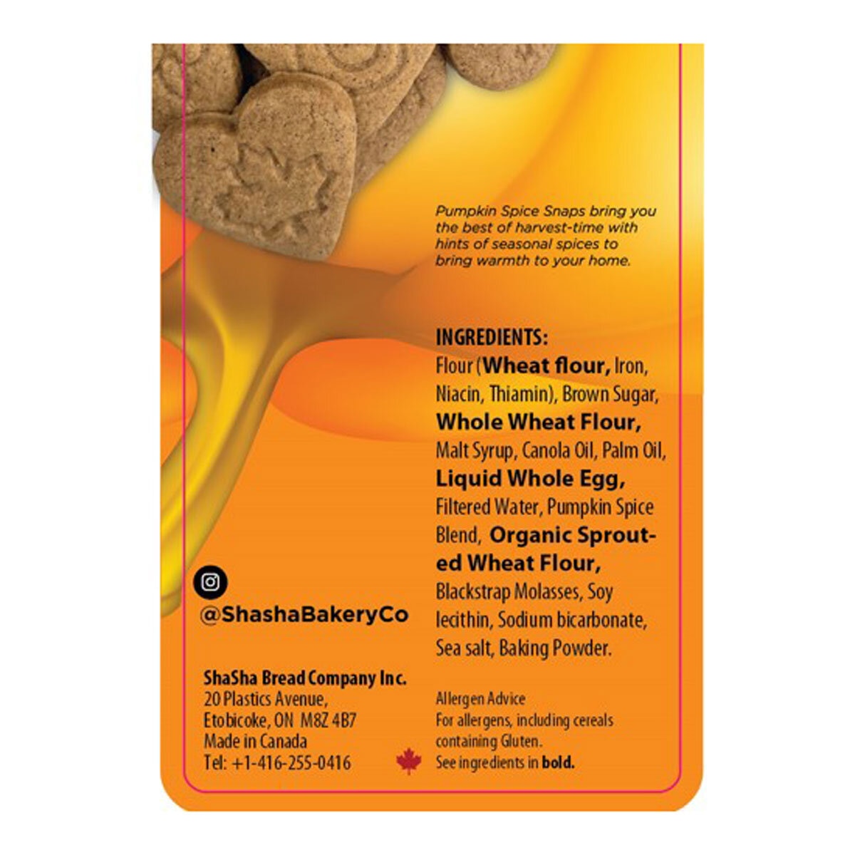 ShaSha Pumpkin Spice Snaps, 2 x 500g