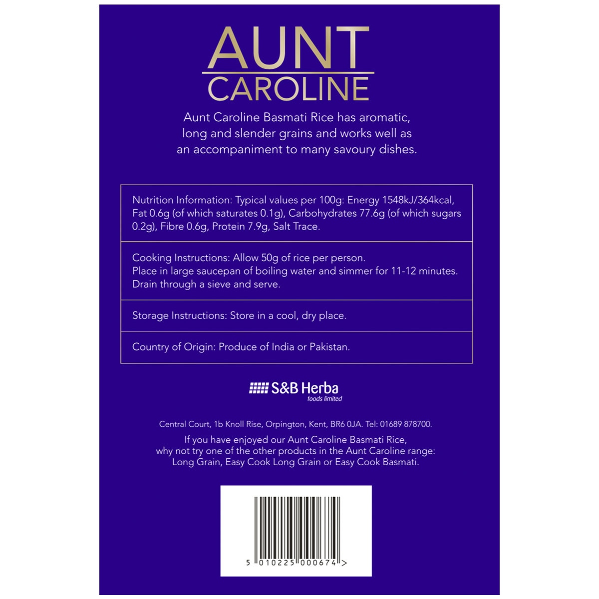 Aunt Caroline Basmati Rice, 5kg