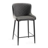 Bentley Designs Grey Faux Leather Diamond Stitch Bar Stool, 2 Pack Dimensions