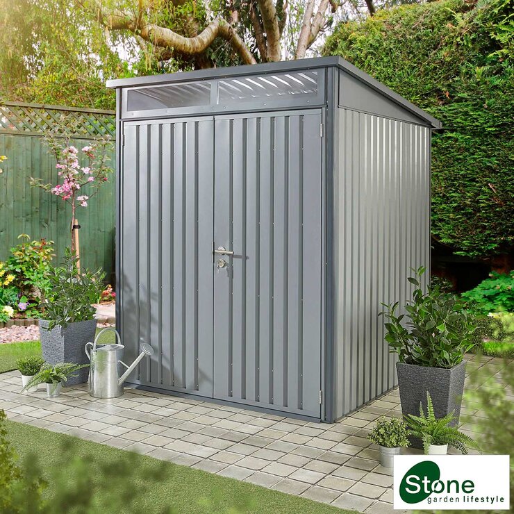 Stone Garden 5ft 5" x 5ft 5" (1.7m&nbsp;x 1.7m) Vertical Steel Shed in Two Colours&nbsp;