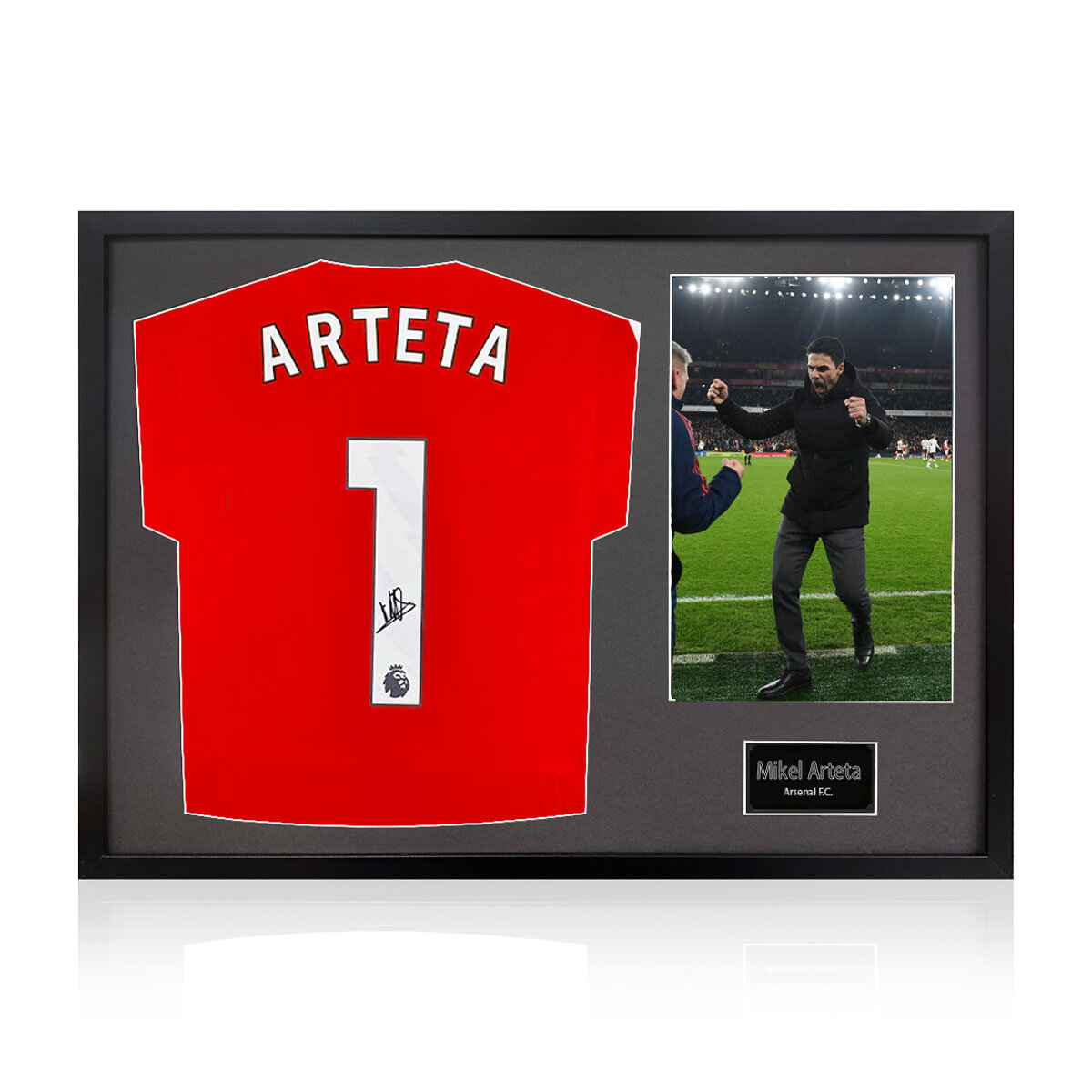 Mikel Arteta Signed Framed Arsenal Shirt including 1 Photo, with Black Mount