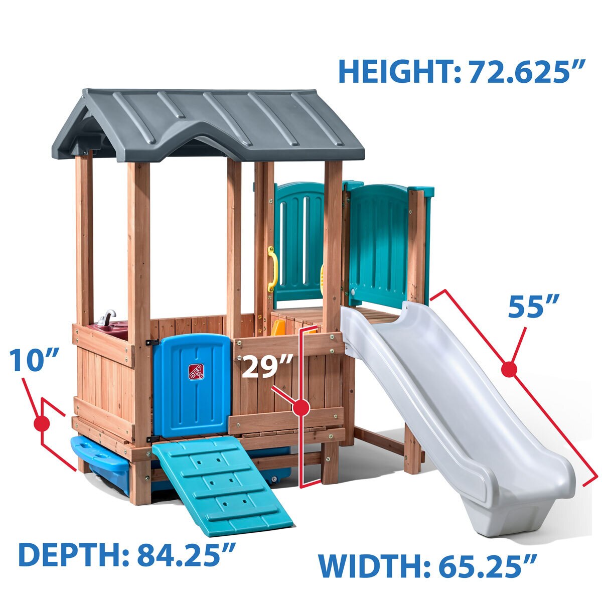 Buy Woodland Adventure Playhouse & Slide Dimensions Image at Costco.co.uk