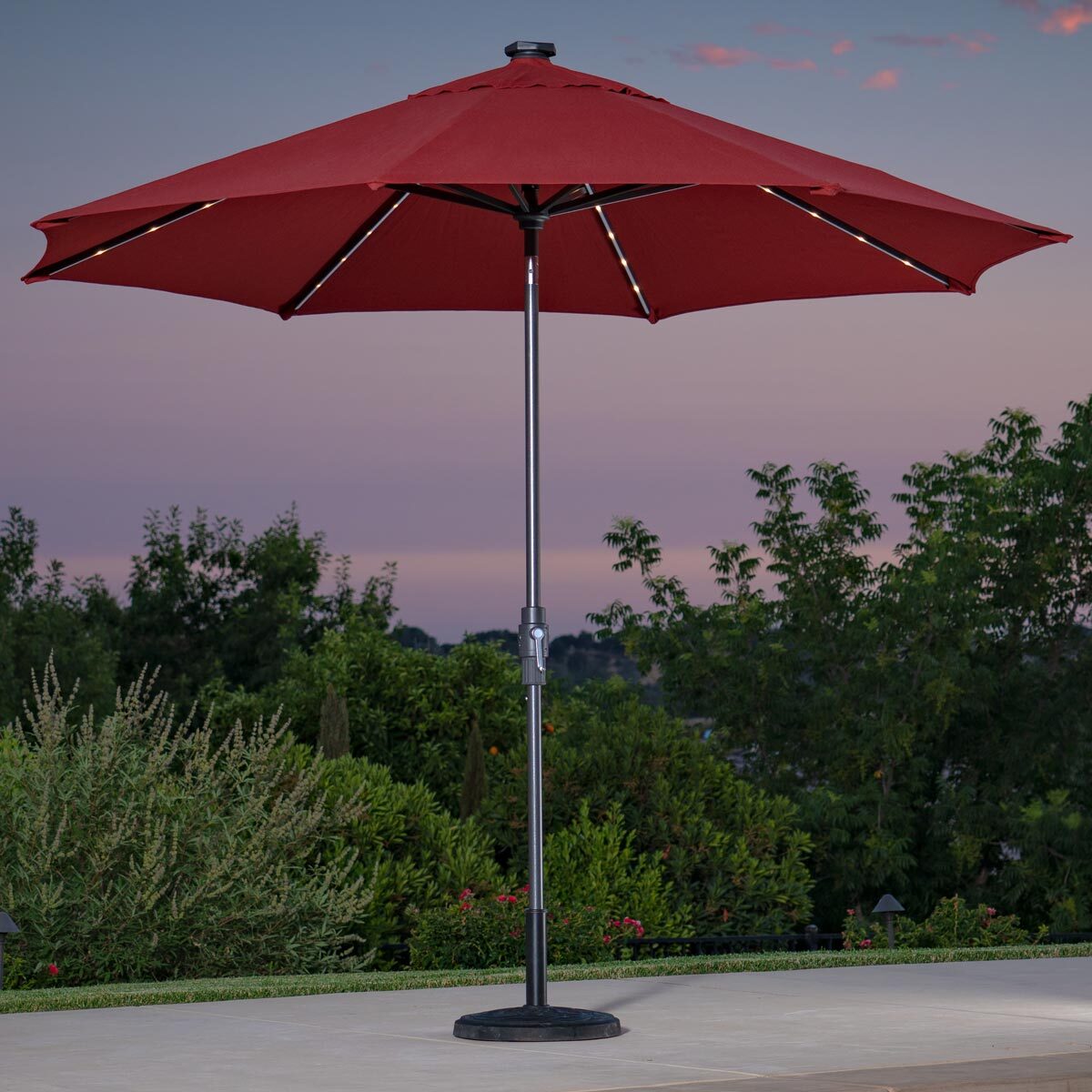 SunVilla 10ft Aluminium AutoTilt 56 LED Umbrella in Red Costco UK