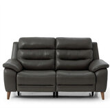 Ava Dark Grey Leather Power Reclining Large 2 Seater Sofa