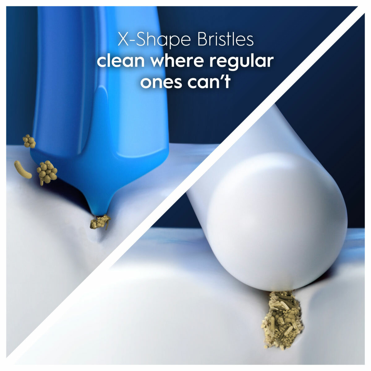 Lifetyle image of Oral-B Pro Cross Action brush head with x shape bristles
