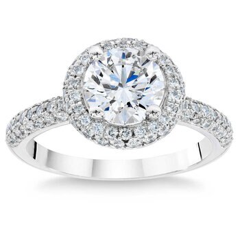 2.39ctw Round Brilliant Cut Diamond Halo Ring, Platinum