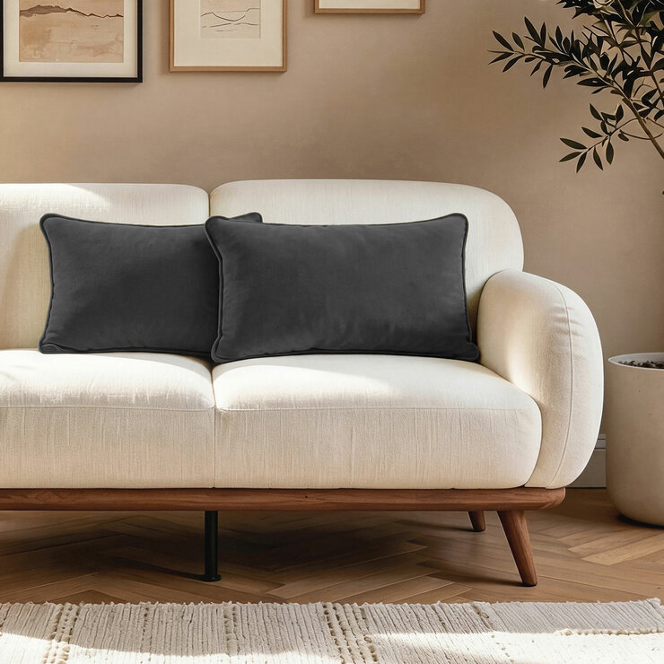 Sutton Place Collection Black Velvet Cushion 2 Pack, 35 x 55 cm